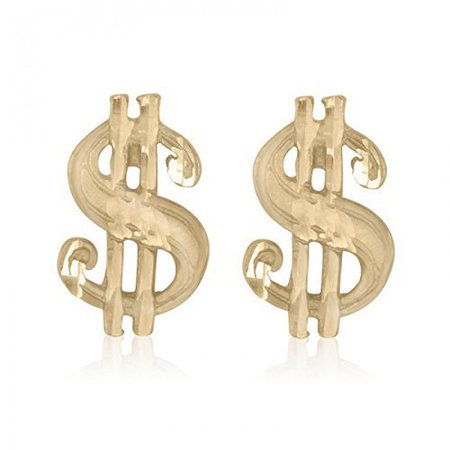 Amazon.com: 10K Yellow Gold Money Sign Stud Earrings: Handmade