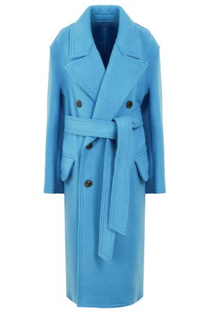 Голубое шерстяное пальто Ami Paris | купить в интернет-магазине Aizel.ru