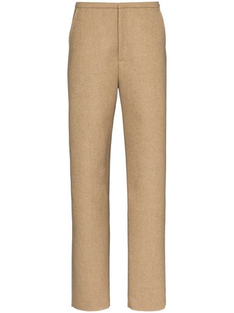 Shop brown Totême Alaior slim-leg wool trousers with Afterpay - Farfetch Australia