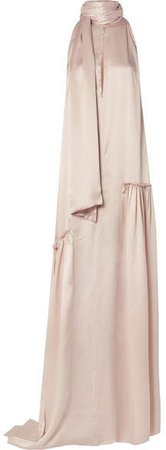 Ruched Silk-satin Gown - Pastel pink