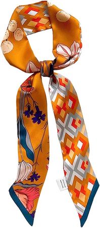 Versatile Silk Like Skinny Scarf Narrow Neckerchief Women’s Fashion Bag Ribbon Scarf Headbands Trendy Hair Band (blossom-orange) at Amazon Women’s Clothing store