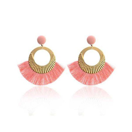 Earrings | Shop Women's Pink Two Tone Tassel Dangle Earrings at Fashiontage | 82cff997-0-color-pink