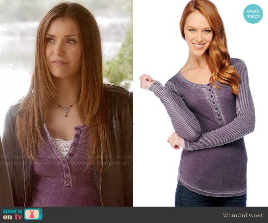 WornOnTV: Elena’s purple henley top on The Vampire Diaries | Nina Dobrev | Clothes and Wardrobe from TV