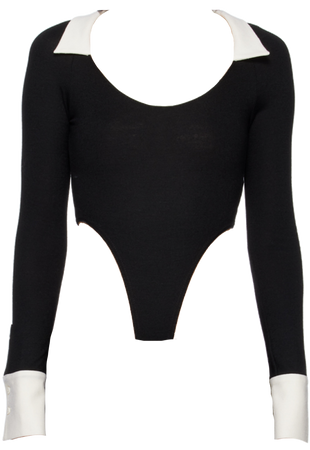 Sultry Virgin | Black Collared Bodysuit