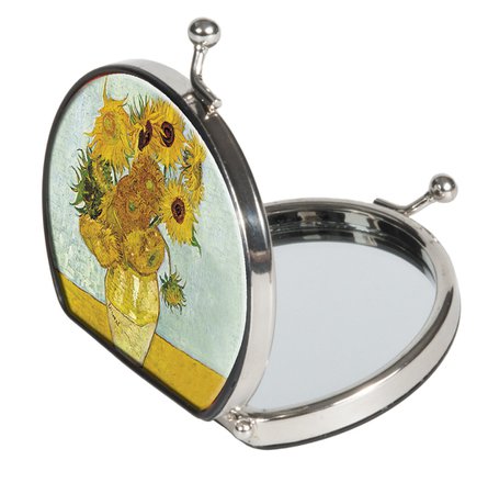 Pocket mirror "Van Gogh - Sunflowers" - textile surface