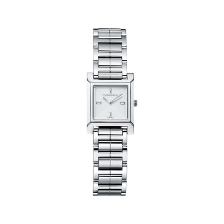 Tiffany 1837 Makers 22 mm square watch in stainless steel with a silver dial. | Tiffany & Co.