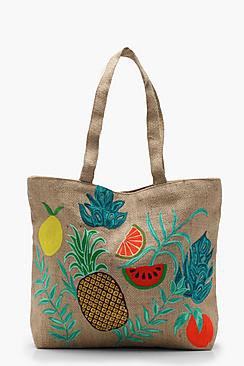 Lilly Embroidery Tropical Beach Bag