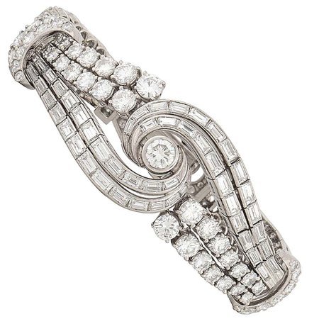 Platinum Diamond Bracelet For Sale at 1stDibs