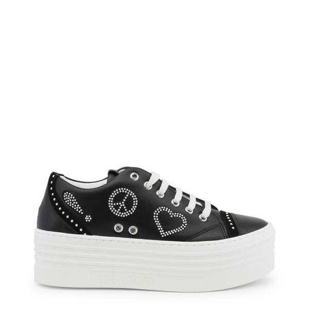 Fashiontage - Love Moschino Black Studs Sneakers - 836287561789