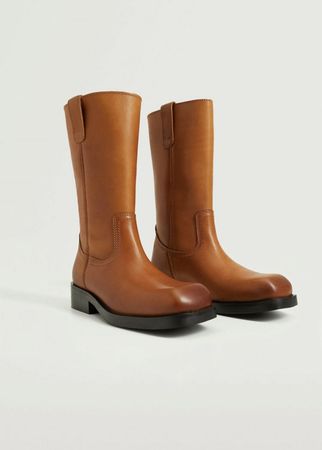 Mango Bottes hautes en cuir Marron | Chaussures Cuir Femme ⋆ BOSTONBYSEA