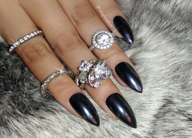 pearl black stiletto nails - Google Search