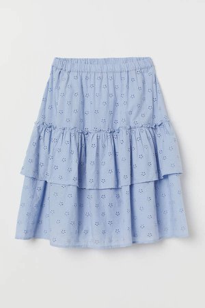 Skirt with Eyelet Embroidery - Blue