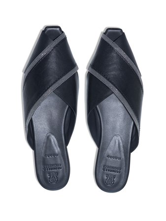 Shop black Brunello Cucinelli crossover flat sandals with Express Delivery - Farfetch