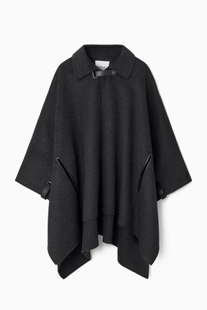 DOUBLE-FACED WOOL CAPE - DARK GRAY - Coats and Jackets - COS