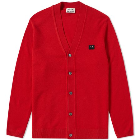 Acne Studios Dasher Face Cardigan Vermillion Red | END.