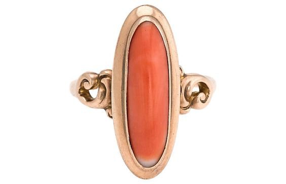 coral victorian ring