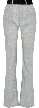 Velvet-trimmed Wool-blend Bootcut Pants