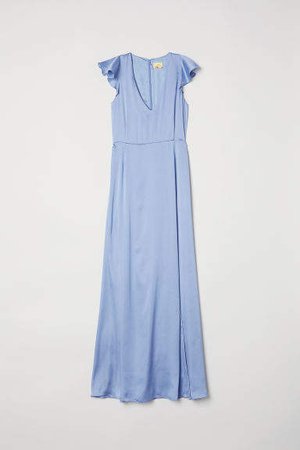 Satin Maxi Dress - Blue