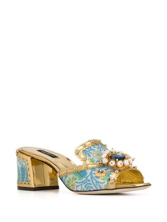 Dolce & Gabbana Crystal Embellished Mules - Farfetch