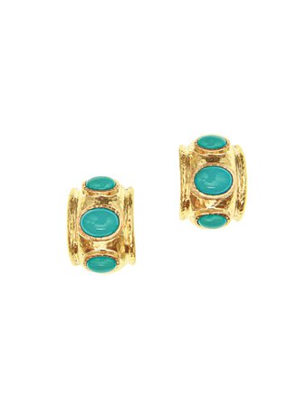 Elizabeth Locke 19K Yellow Gold & Sleeping Beauty Turquoise Earrings