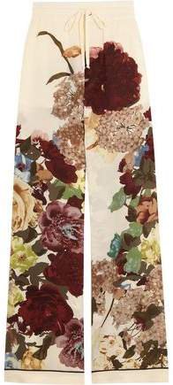 Floral-print Silk Crepe De Chine Wide-leg Pants