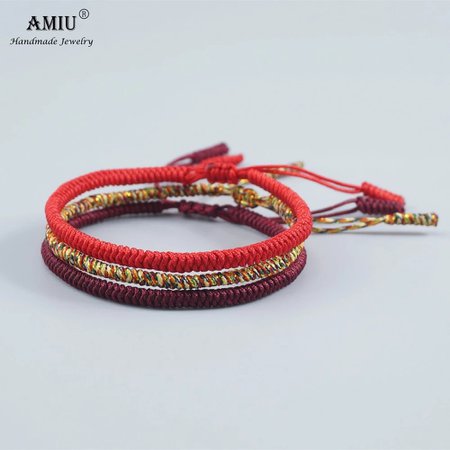 AMIU Pulseras de estilo budista tibetano para mujer y hombre, multicolor con amuleto de la buena suerte, hechas a mano, 3 unidades|tibetan bracelet|bracelets & banglesbangles for women - AliExpress