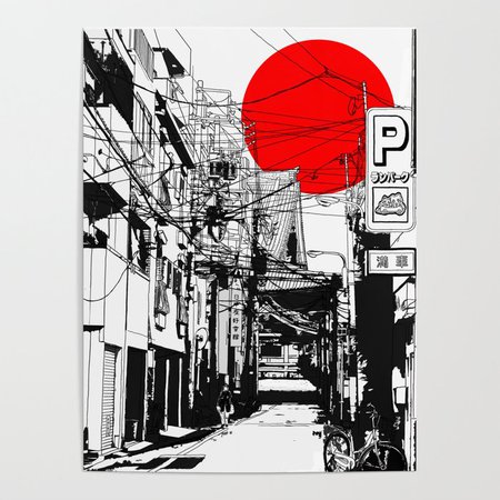 Tokyo street sunrise Poster by monerty | Society6