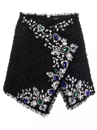 Shop Balmain jewel-embellished wrap skirt with Express Delivery - FARFETCH