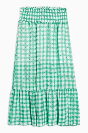 Green Gingham Spot Tiered Skirt | Topshop