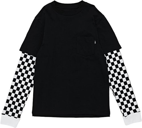 Vans Checker Sleeve Two Fer Long Sleeve T-Shirt Small (Jnr) Black Checker: Amazon.ca: Clothing & Accessories