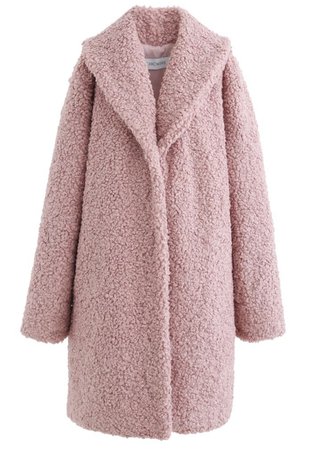 Feeling of Warmth Long Line Faux Fur Coat Mauve Rose Pink