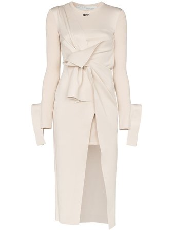 Off-White Knotted layered-look Midi Dress - Farfetch