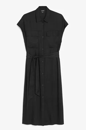 Sleeveless shirt dress - Black - Midi dresses - Monki WW