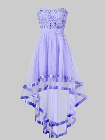 2018 Strapless High Low Maxi Evening Dress PURPLE MIMOSA XL In Chiffon Dresses Online Store. Best Long Sleeve Maxi Dress For Sale | DressLily.com
