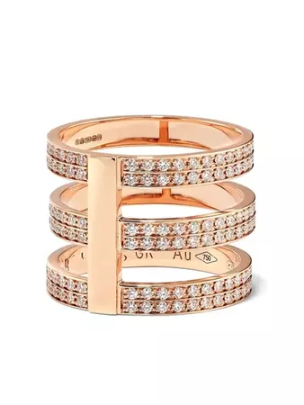 Repossi 18k Rose Gold Berbere Triple Diamond Ring In Pink | ModeSens
