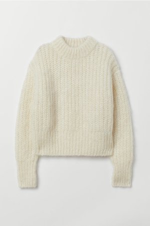 Chunky-knit Wool Sweater - Natural white - Ladies | H&M US