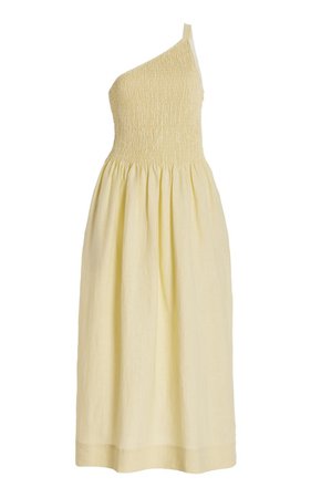 Isa One-Shoulder Linen Maxi Dress By Three Graces London | Moda Operandi