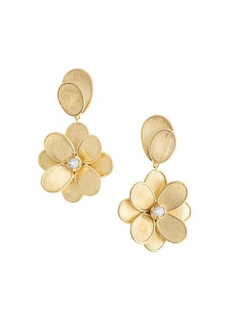 Shop Marco Bicego Petali 18K Yellow Gold & Diamond Flower Drop Earrings | Saks Fifth Avenue