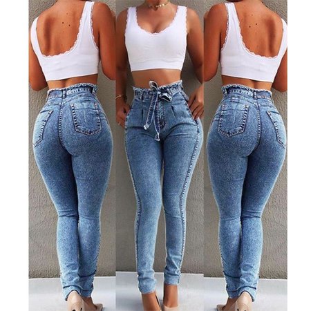 High Waist Jeans For Women Slim Stretch Denim Jean Bodycon Tassel Belt Bandage Skinny Push Up Jeans Woman-in Jeans from Women's Clothing on Aliexpress.com | Alibaba Group