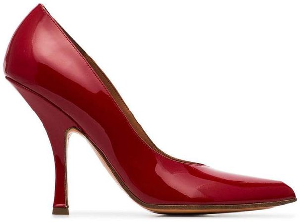 Y / Project red open toe 110 patent leather pumps
