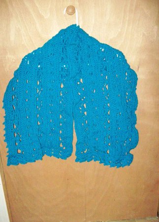 Prayer Shawl Women's Wrap Pool Blue Color Crochet Neck | Etsy