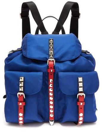 New Vela Stud Embellished Backpack - Womens - Blue Multi