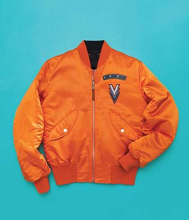 orange satin bomber jacket