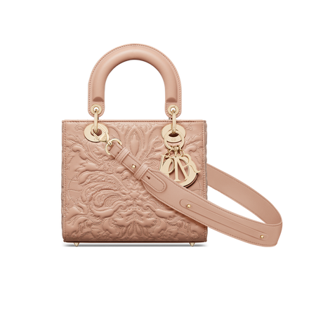 Small Lady Dior My ABCDior Bag Pink Quilted-Effect Lambskin with Ornamental Motif | DIOR