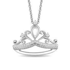 silver & diamond tiara/crown princess royal necklace
