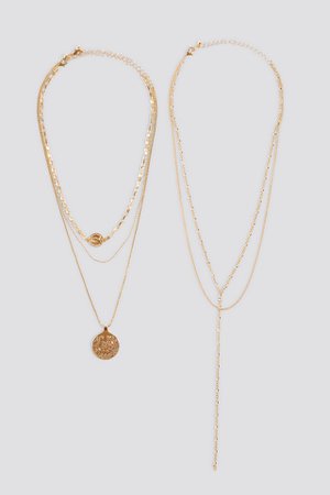 Layered Coin Drop Chain Necklace Gold | na-kd.com