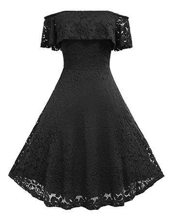 ﻿﻿​​​Hyling Women's Off The Shoulder Ruffle Lace Elegant Swing Vintage Bridesmaid Cocktail Party Midi Dress