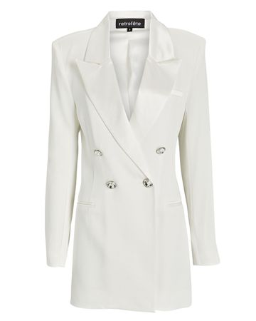 Retrofête Ilaria Crepe Blazer Mini Dress in white | INTERMIX®