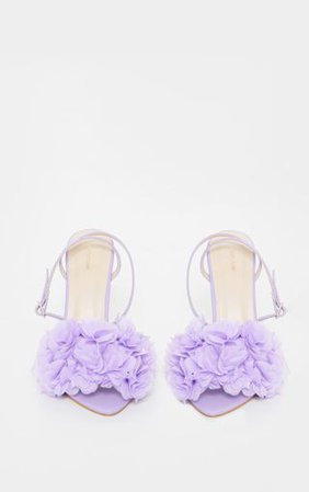 Purple Flower Embellished Strappy Heeled Sandel | PrettyLittleThing