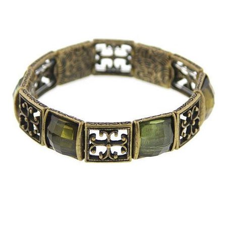 Gold-Tone Olivine Green Stretch Bracelet